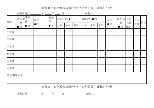 文明班级评比打分表