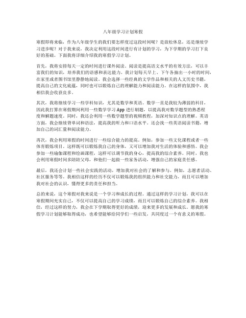 八年级学习计划寒假