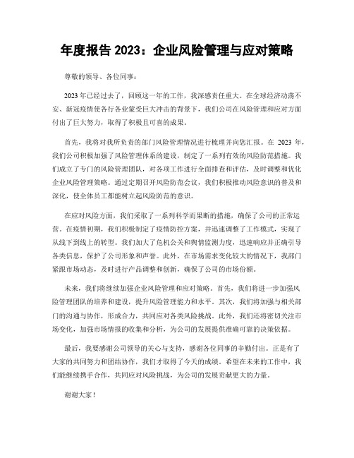 年度报告2023：企业风险管理与应对策略