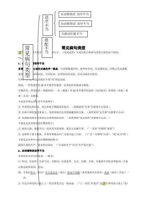 高中语文常见病句类型