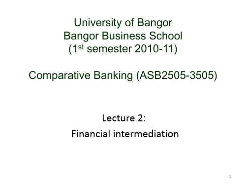 Lecture 2 Financial intermediaries