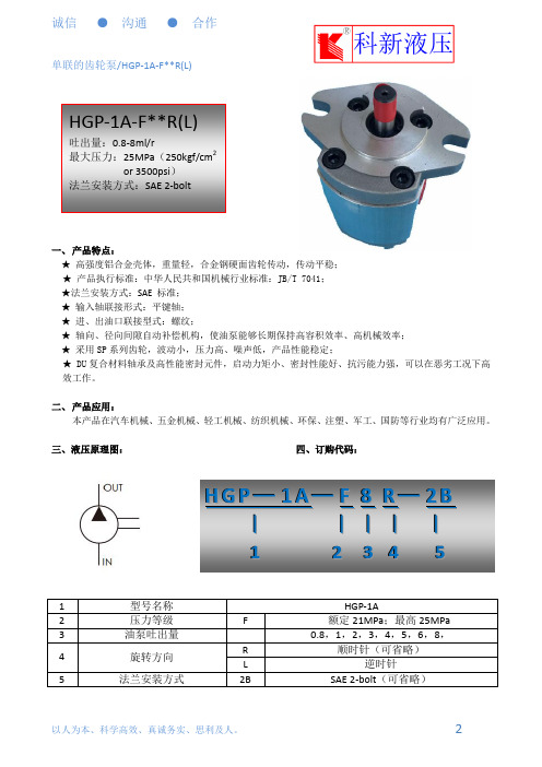 液压齿轮泵HGP1-A详细样本