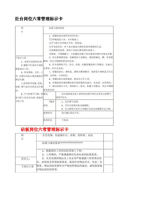 厨房核心管理新理念---六常管理各表格