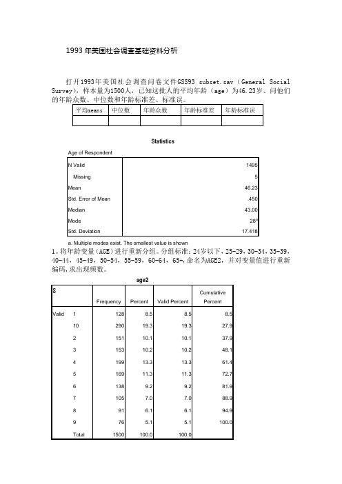 1993年美国社会调查基础资料分析