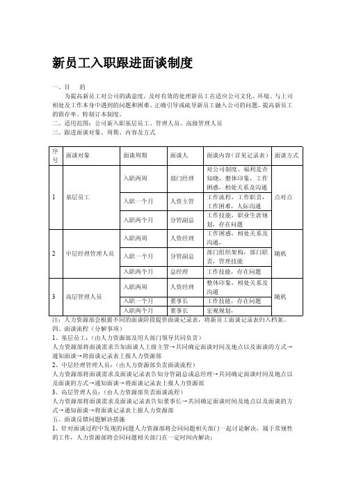 新员工面谈制度