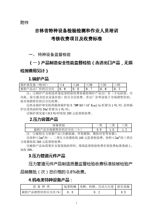 吉林省特种设备检验检测收费标准-[2008]10号文