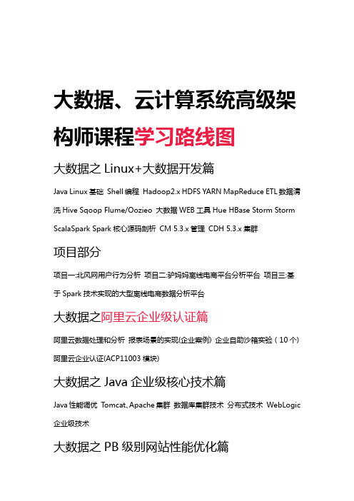 大数据、云计算系统高级架构师课程学习路线图