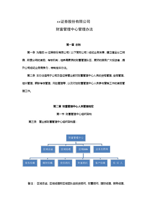 证券股份有限公司财富管理中心管理办法模版