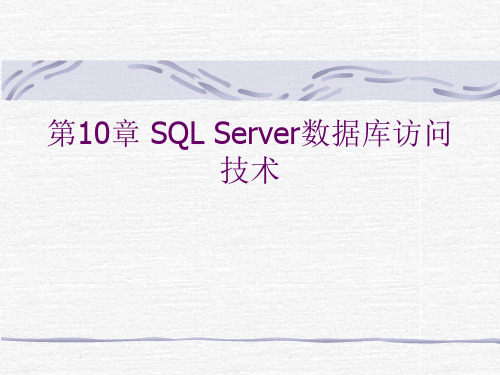 第10章 SQL Server数据库访问技术