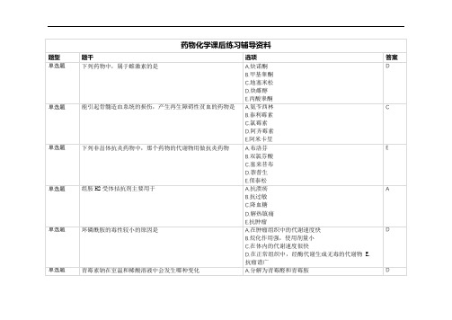 药物化学课后练习辅导资料