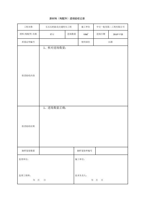 原材料进场验收记录(碎石)