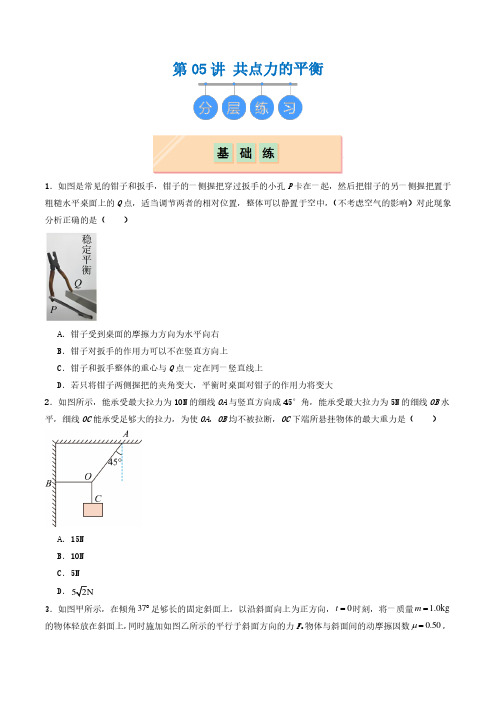 2024-2025高一物理第05讲 共点力的平衡(分层练习)原卷版