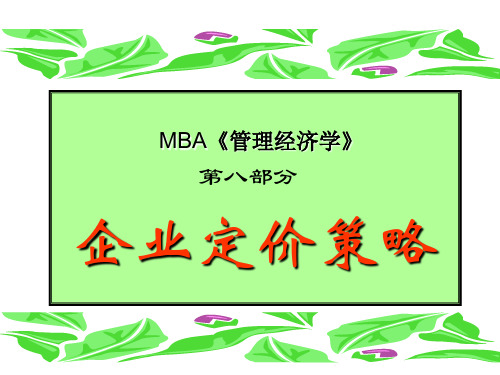 管理经济学8定价策略