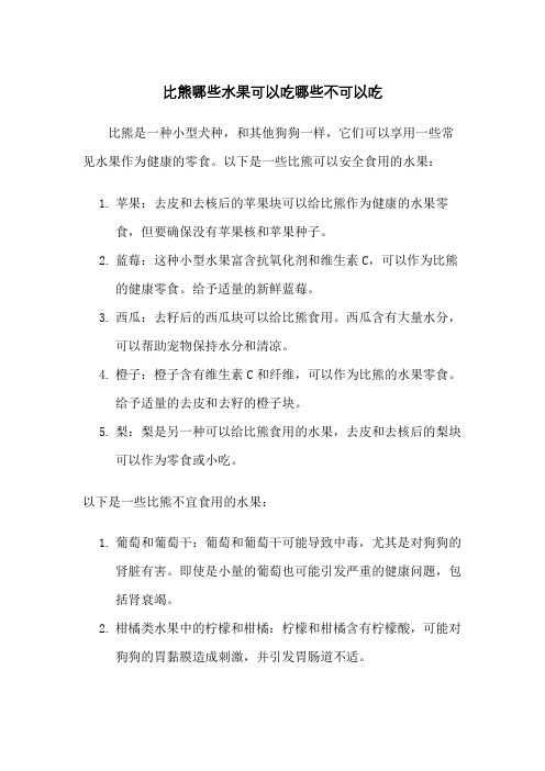 比熊哪些水果可以吃哪些不可以吃