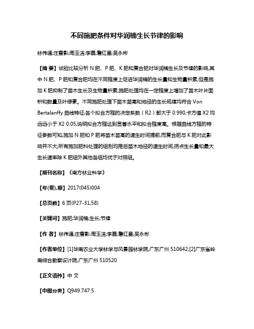 不同施肥条件对华润楠生长节律的影响