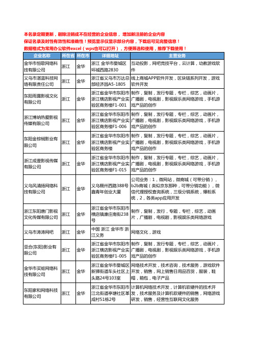 新版浙江省金华网络游戏工商企业公司商家名录名单联系方式大全44家