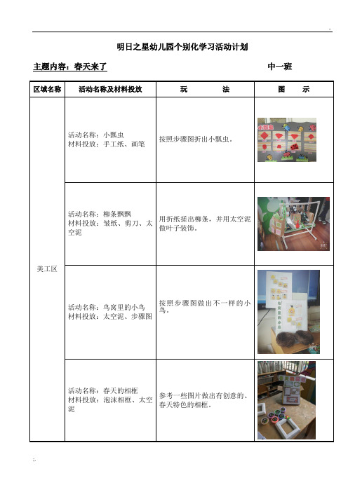 个别化学习活动计划(春天来了)