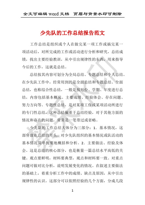 少先队的工作总结报告范文