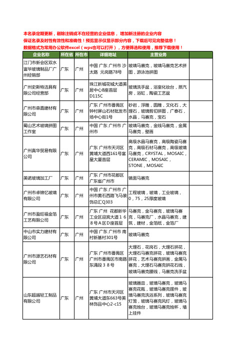 新版广东省广州玻璃马赛克工商企业公司商家名录名单联系方式大全84家