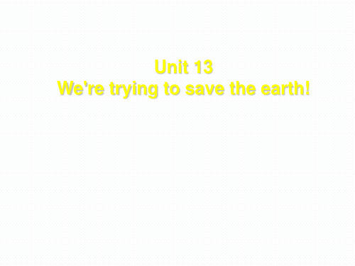 人教版九年级英语,Unit 13 We’re trying to save the earth.Se