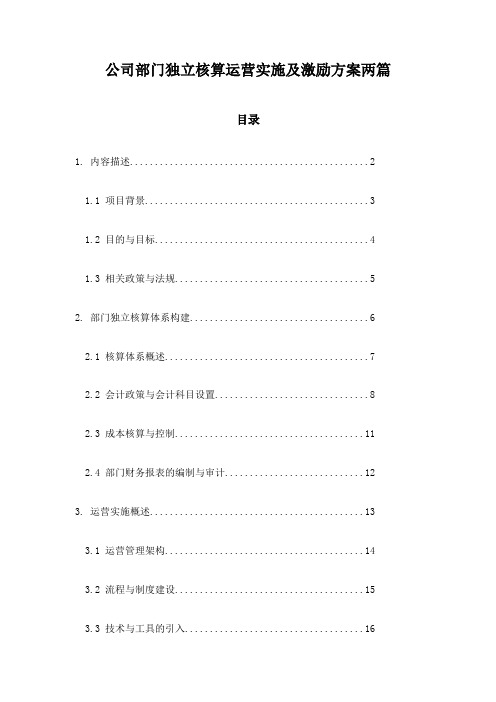 公司部门独立核算运营实施及激励方案两篇