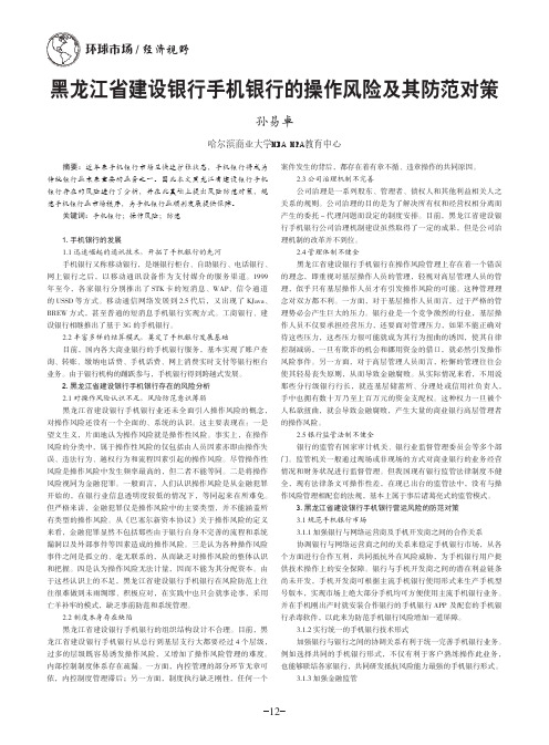 黑龙江省建设银行手机银行的操作风险及其防范对策