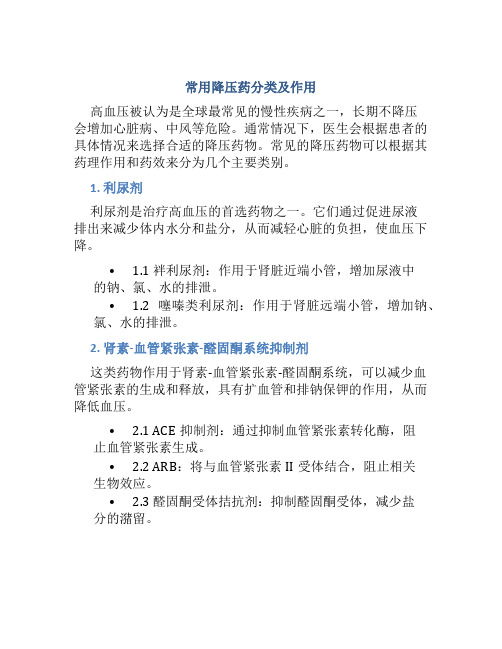 常用降压药都有哪些分类及作用呢