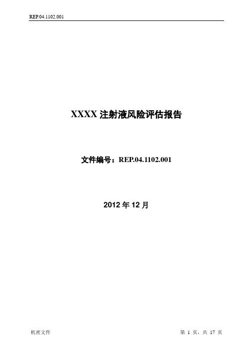 新版注射液风险评估报告