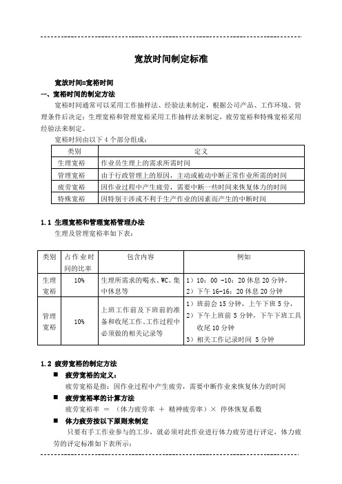 宽放时间制定标准