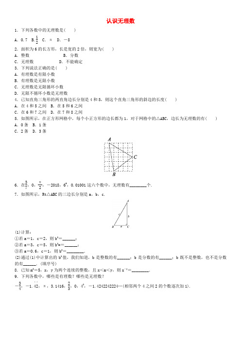 八年级数学上册 2.1 认识无理数课时同步练习(无答案)(新版)北师大版