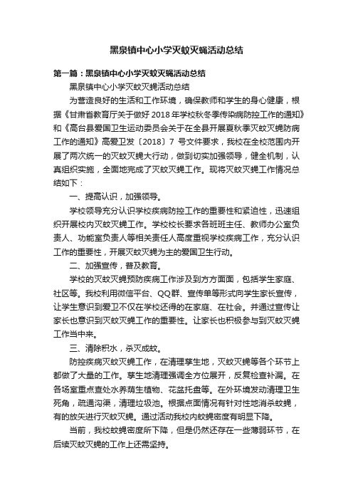 黑泉镇中心小学灭蚊灭蝇活动总结