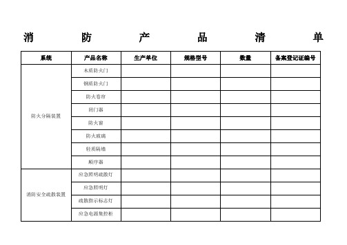 消防产品选用清单 消防产品清单 