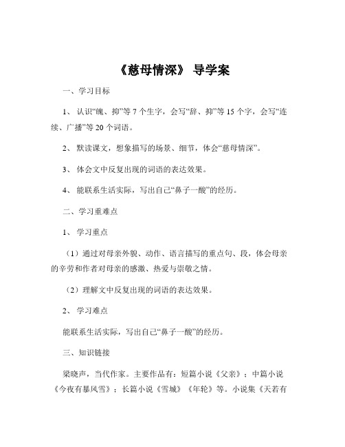 《慈母情深》 导学案