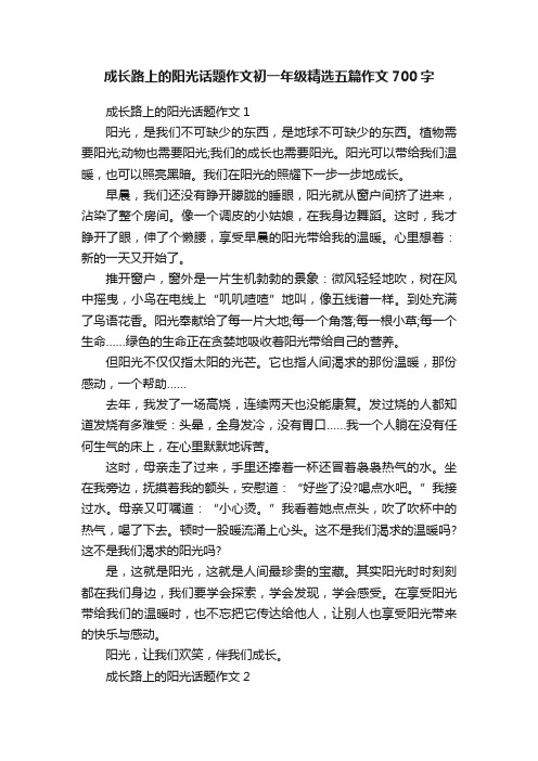 成长路上的阳光话题作文初一年级精选五篇作文700字