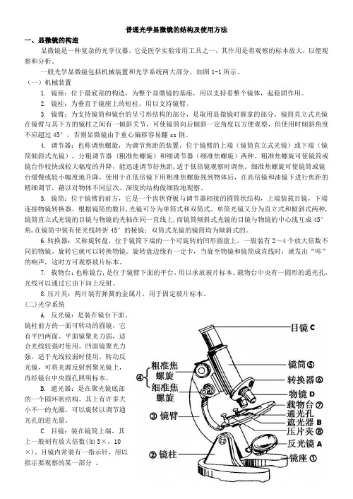 普通光学显微镜的结构及使用