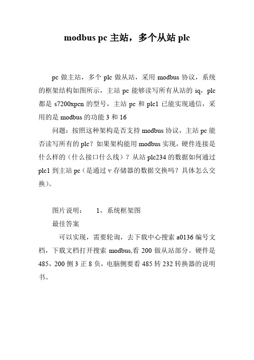 modbus pc主站,多个从站plc