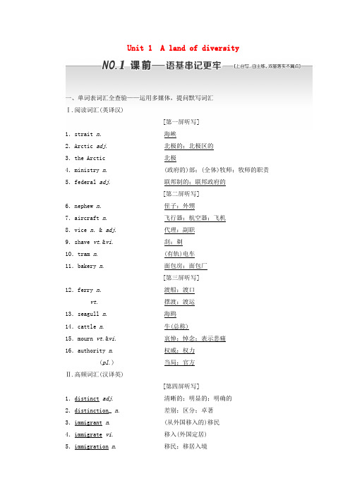 通用版2019版高考英语一轮复习unit1alandofdiversity讲义新人教版选修8