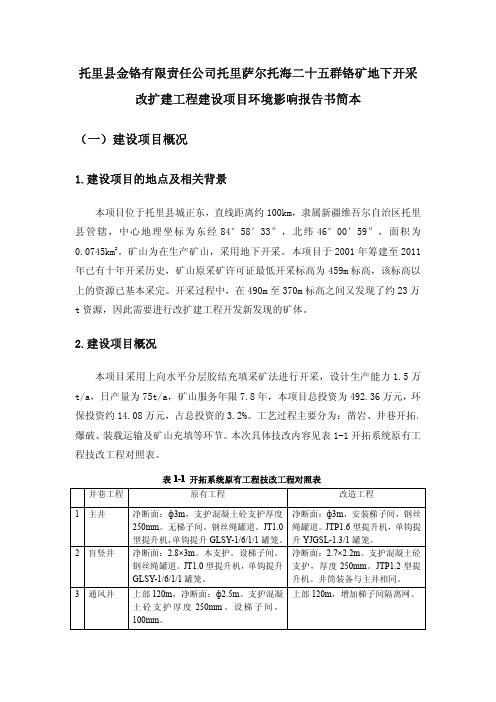 改扩建工程建设项目环境影响评价报告书简本一建设项目概况