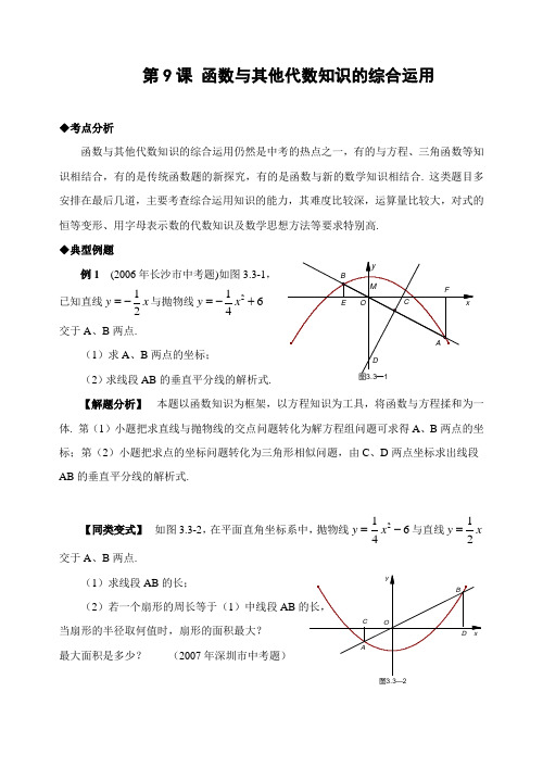 专题复习第9课函数与其他代数知识的综合运用(含答案)