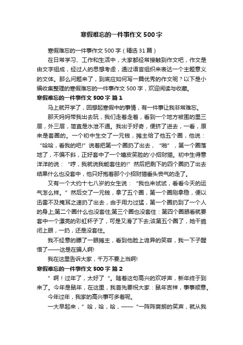 寒假难忘的一件事作文500字