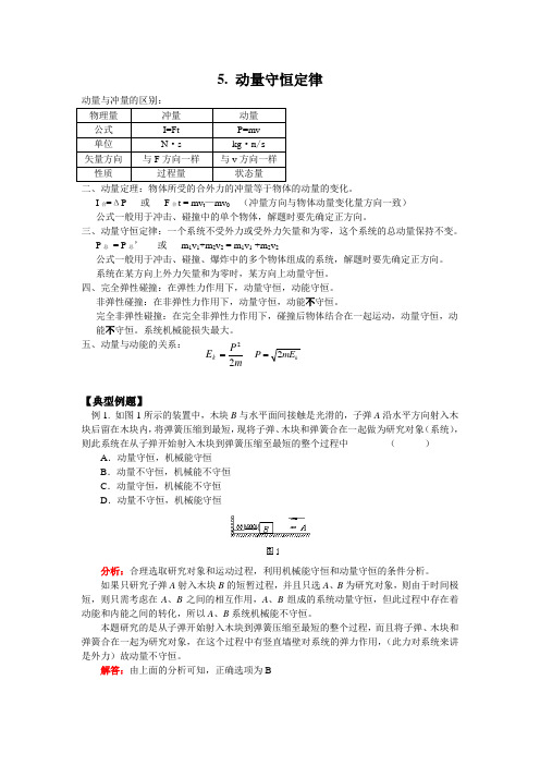 P高中物理专题解析专题5-动量守恒定律