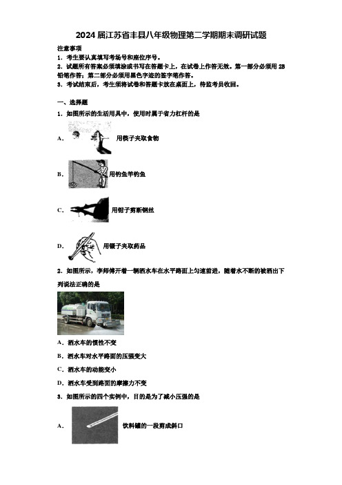 2024届江苏省丰县八年级物理第二学期期末调研试题含解析