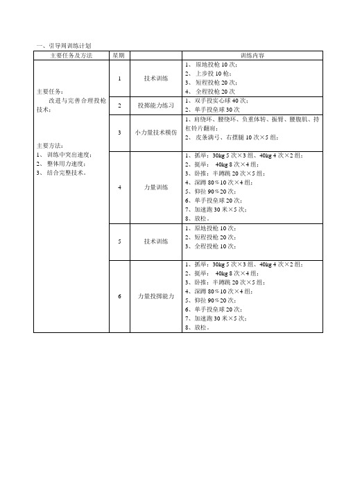 业余标枪周训练计划