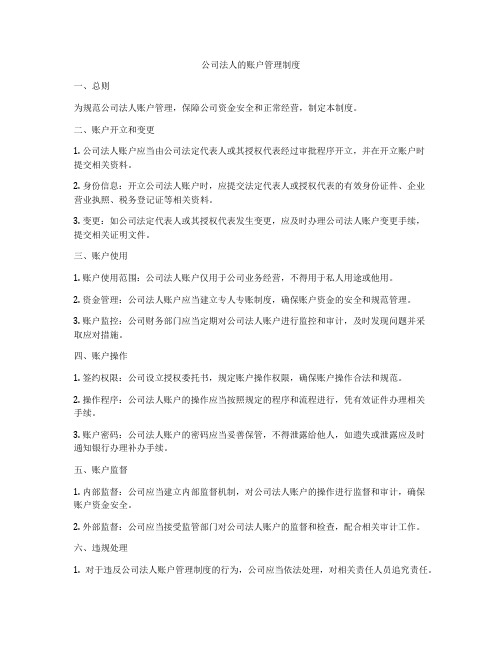 公司法人的账户管理制度