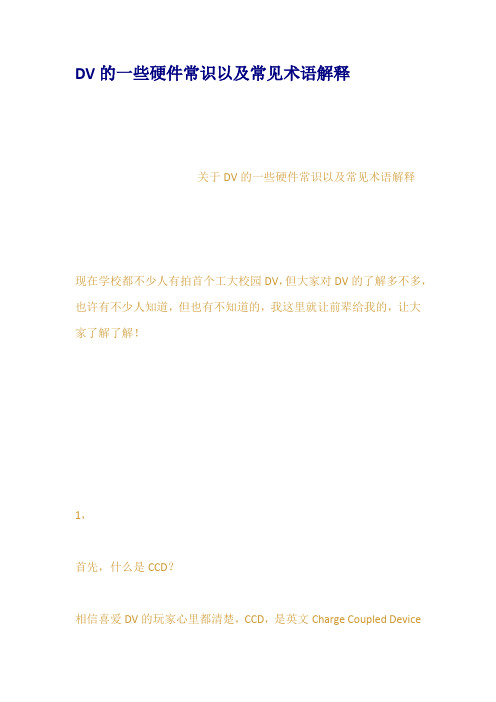 DV的一些硬件常识以及常见术语解释