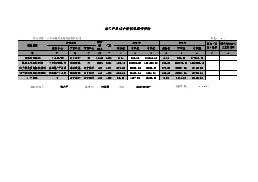 工业领域-单位产品综合能耗指标情况表.2012xls