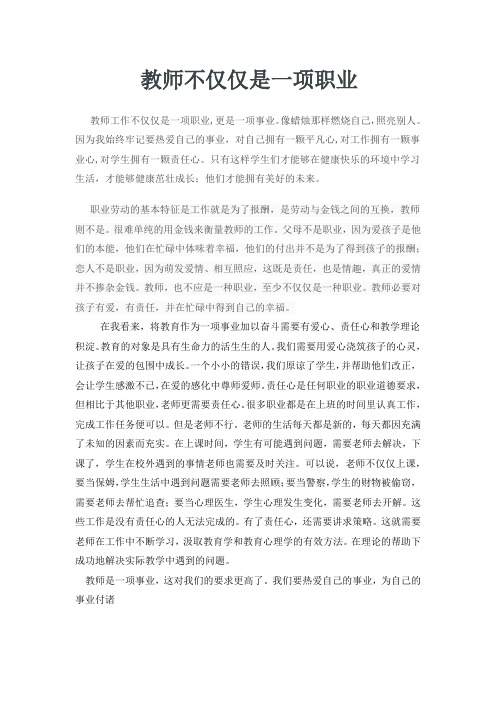 教师不仅仅是一项职业