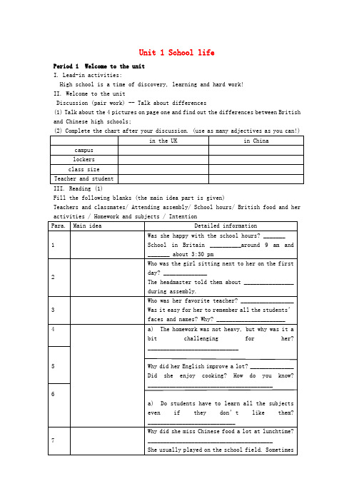 Unit1Schoollife学案(牛津译林版必修1)