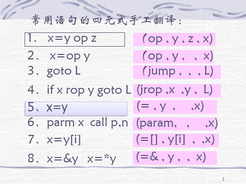 ch8-2赋值语句与布尔表达式的翻译8.4-8.5-(张素琴)