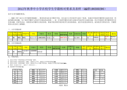 中小学籍表样